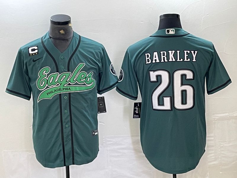 Men Philadelphia Eagles #26 Barkley Green 2024 Nike Co branded NFL Jersey style 9